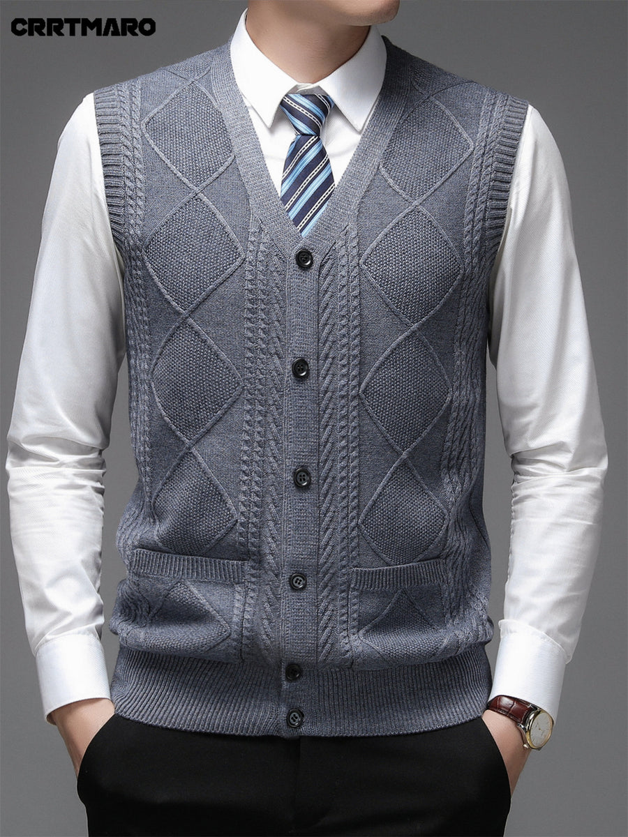 Men'S Thick, Chunky Knit Sweater Vest, Warm Casual Layering Top for Fall And Winter - Medium Gray