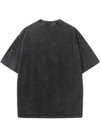 Men's Fashion Short-Sleeve Washed Distressed T-Shirt with "G" Letter Graphic Print, Suitable for Daily, Streetwear, Vintage, and Other Styling Approaches - Black 1