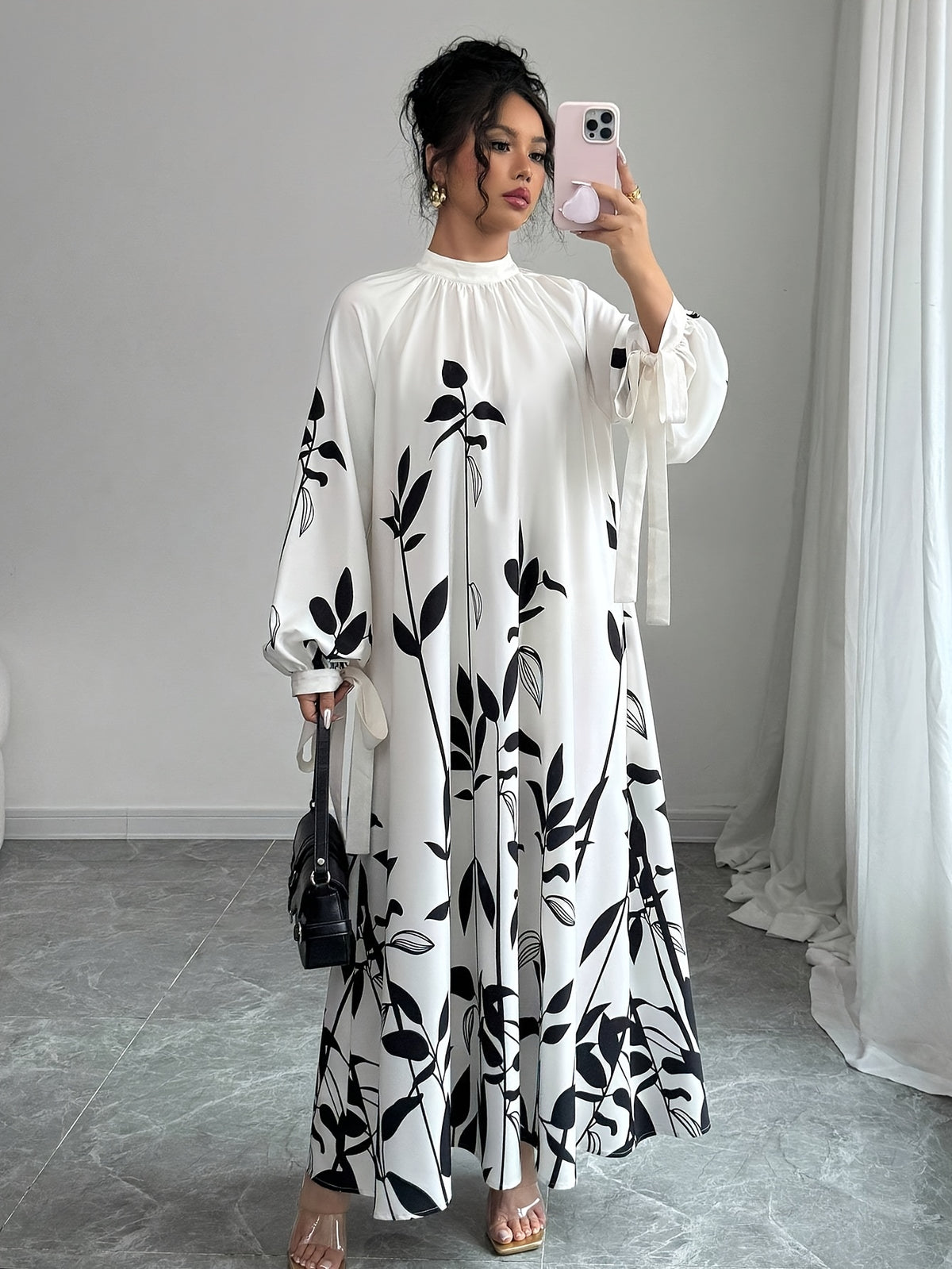 Fashionable and Versatile Printed Dress - White