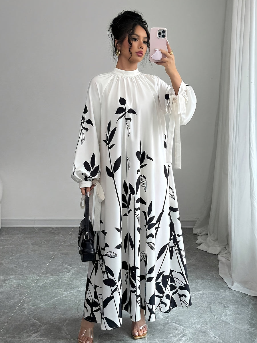 Fashionable and Versatile Printed Dress - White