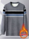Minimalist Urban Fleece Round Neck Sweater Warm City Casual, Knit - Grey