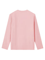 Women'S Fashion Casual Round Neck Long Sleeve T-Shirt, 100% with Lettered Stripe Pattern, Stylish Easy Comfortable Loose Fit - Pink Color