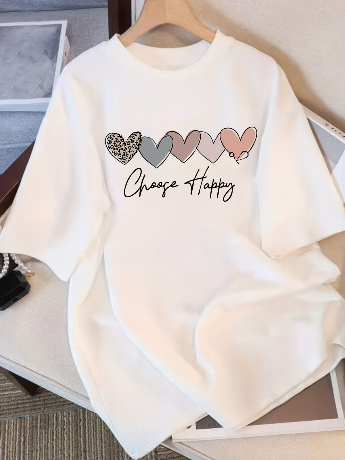 Pure T-shirt for Women Short-sleeved Niche Design and Design Print 2025 Summer New Loose Half-sleeved Slim Top for Women - White