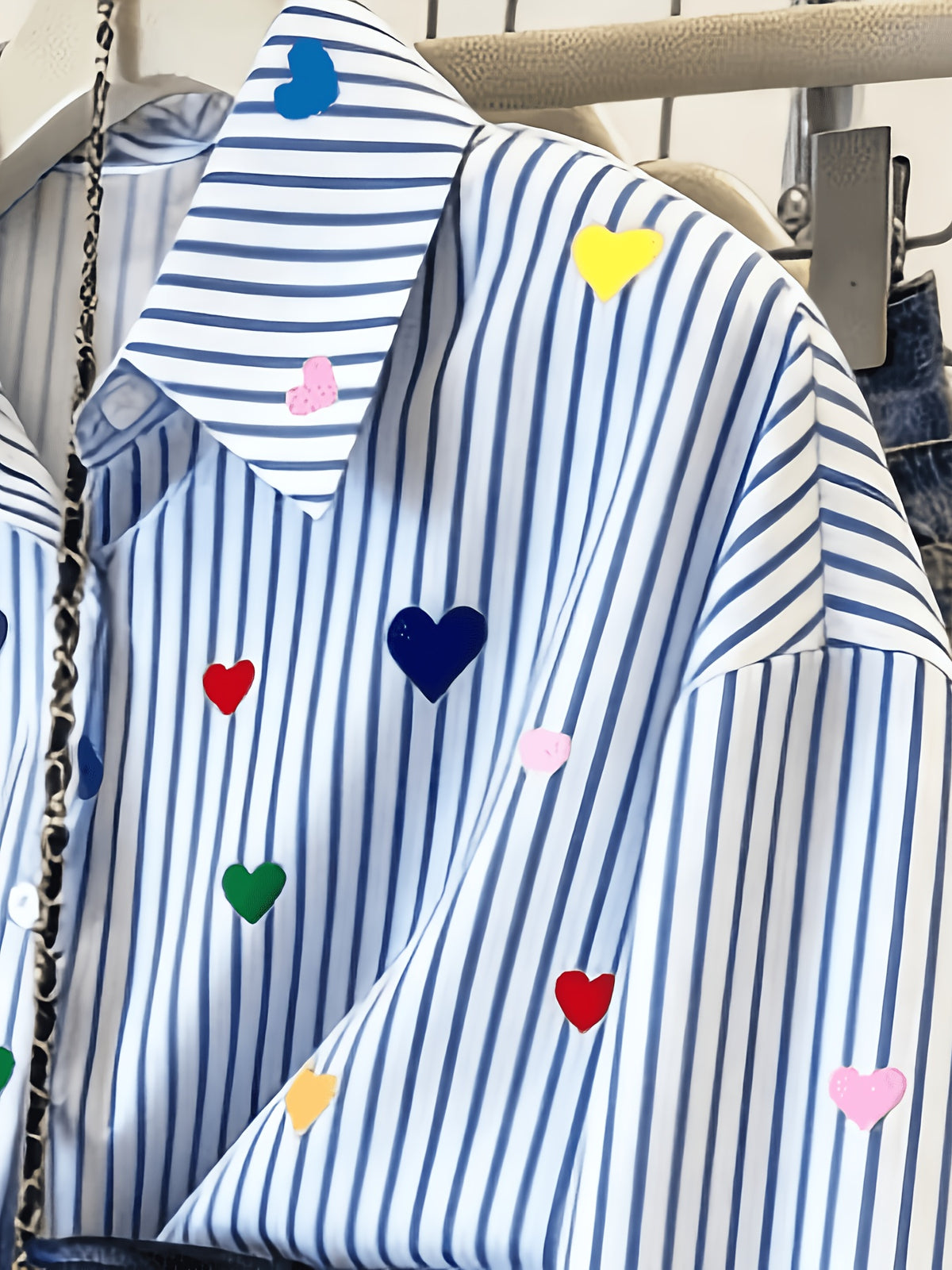 Ladies Striped Print Casual Long Sleeve Shirt - Mixed colors