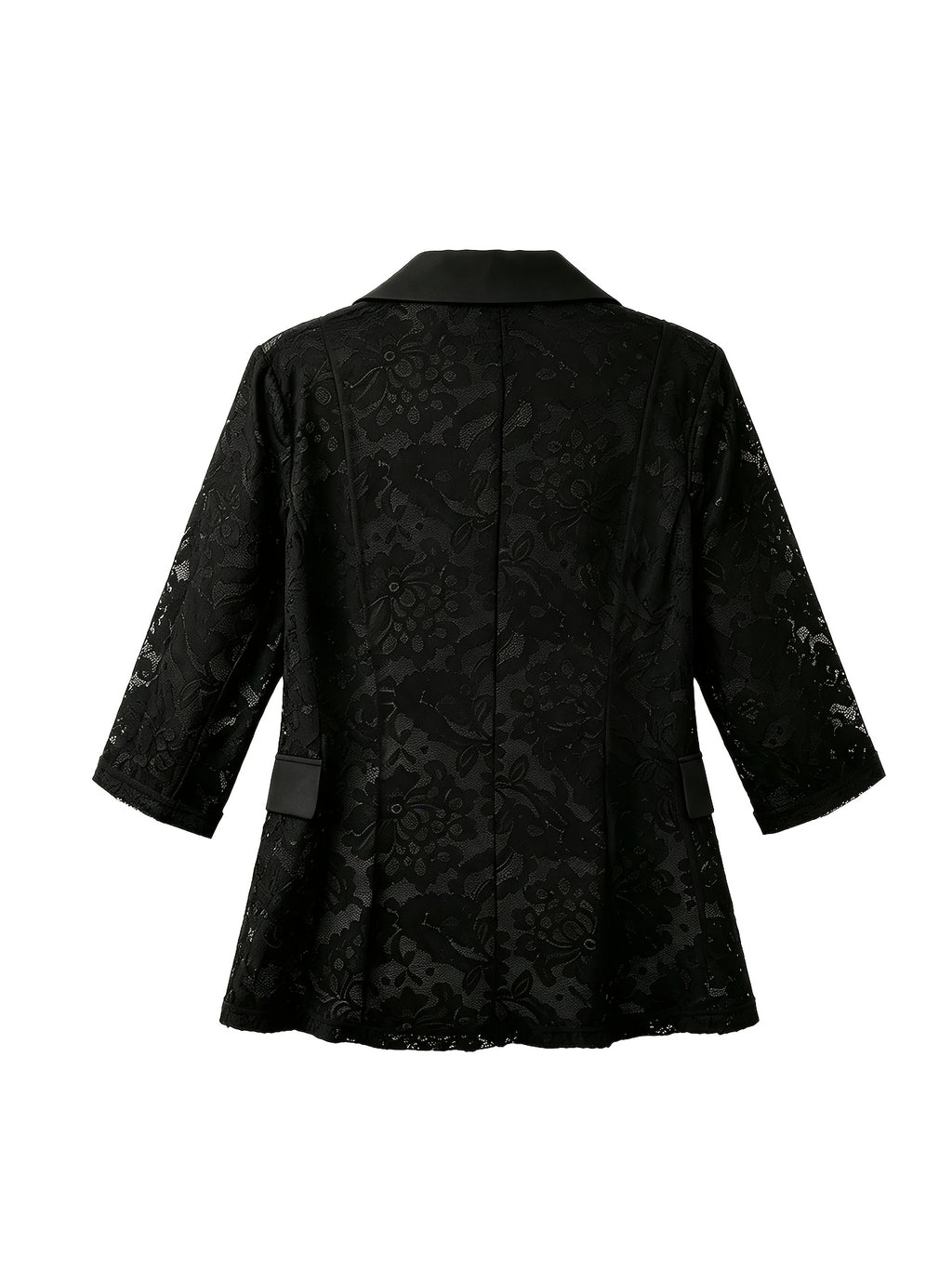 Ladies Elegant Lace Patchwork Blazer - Black
