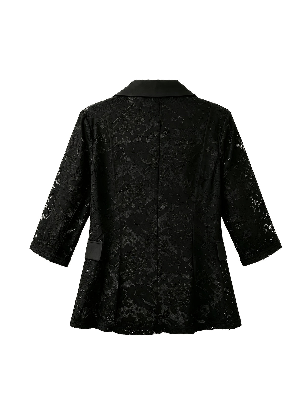 Ladies Elegant Lace Patchwork Blazer - Black