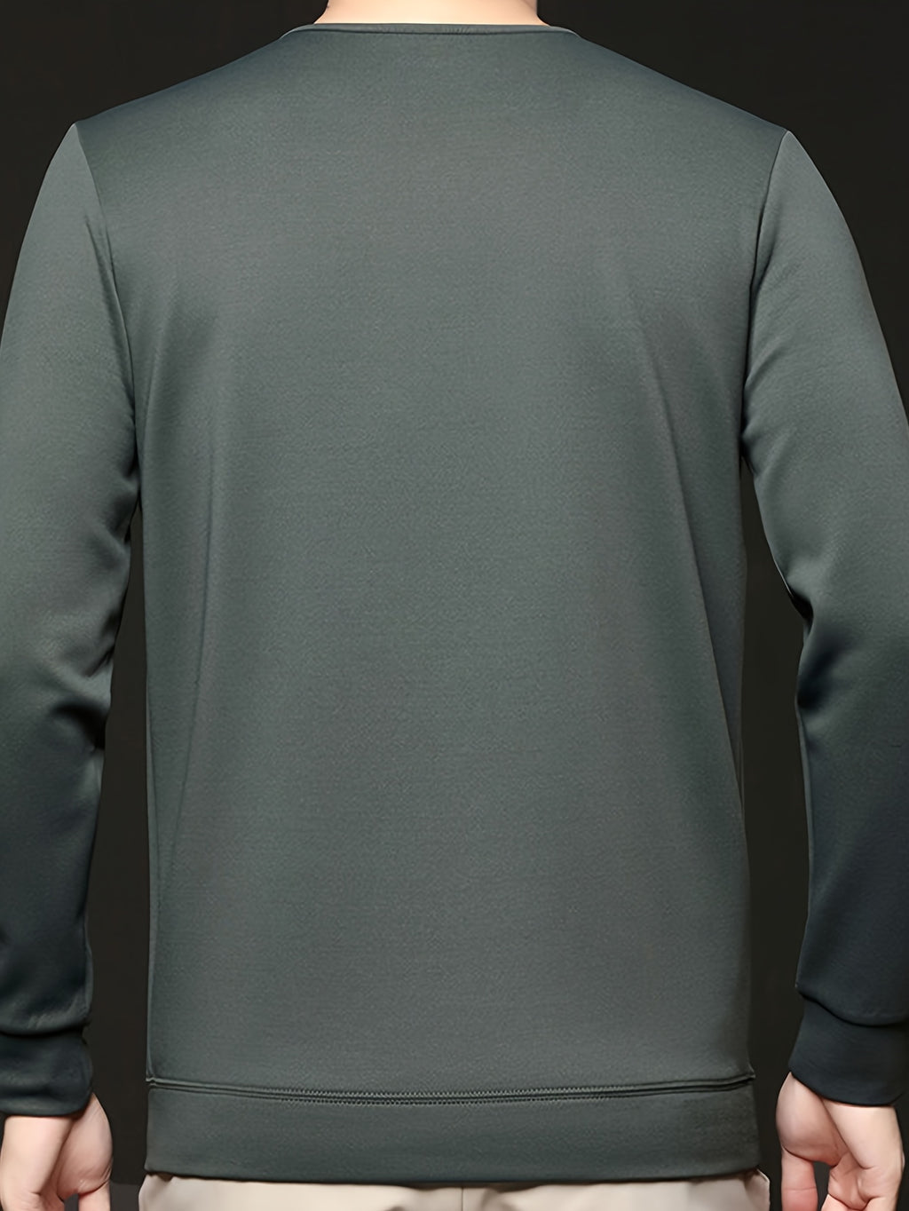 Spring/Autumn New Fashion Slim Fit Men'S Small V-Neck Long Sleeve Sweatshirt Comfortable Skin-Friendly Main Push Style - SINBOS - Gray Green