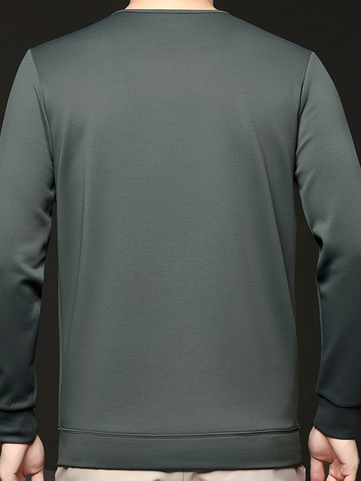 Spring/Autumn New Fashion Slim Fit Men'S Small V-Neck Long Sleeve Sweatshirt Comfortable Skin-Friendly Main Push Style - SINBOS - Gray Green