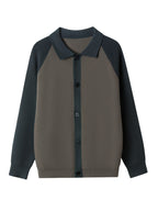 New Spring And Autumn Men'S Knitted Cardigan with a Large Lapel And Buttons, Featuring Trendy Color-Blocking Design, Comfortable And Warm Men'S Sweater Jacket A523 - Dark Green
