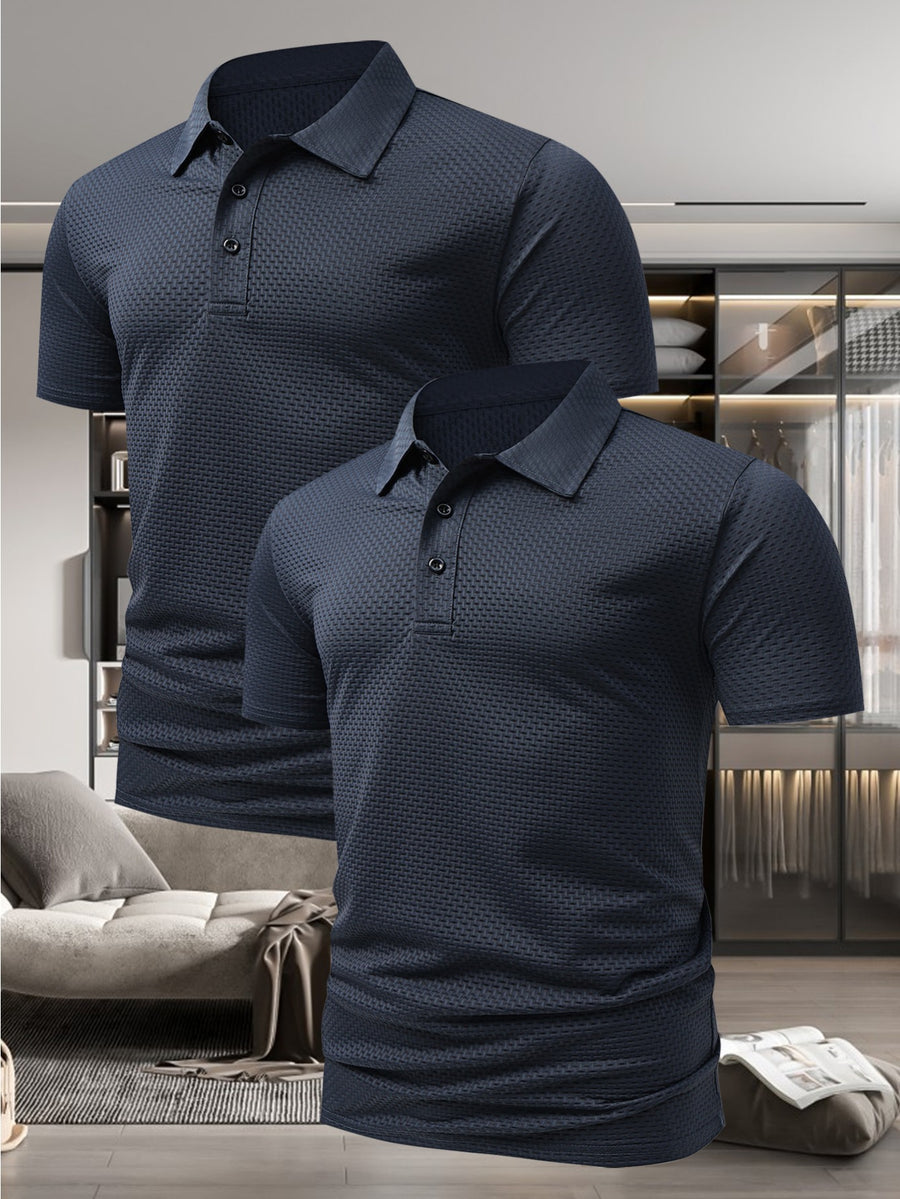 Men'S Stylish Casual Short-Sleeve Polo Shirt, Available in a 2-pc at a Discount! Comfortable T-Shirt Made from New Jacquard Quick-Dry Fabric, Perfect for Outdoor Equestrian And Golf Activities. Fashionable Casual Wear - Green + Green