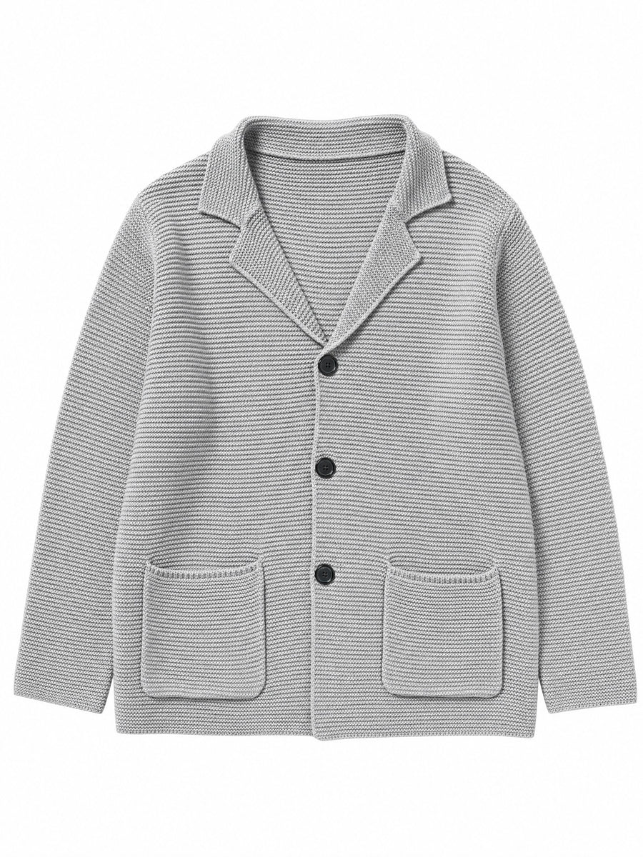 10 Colors Available High-End Style Autumn Winter New British Light Luxury Vintage Cardigan Old Money Style Knit Cardigan Sweater Commuter Autumn Winter Green Fruit Collar Warm Jacket - Light Grey