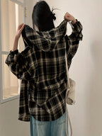 Plaid Shirt with a Black Hood Directed by Nakai - Black