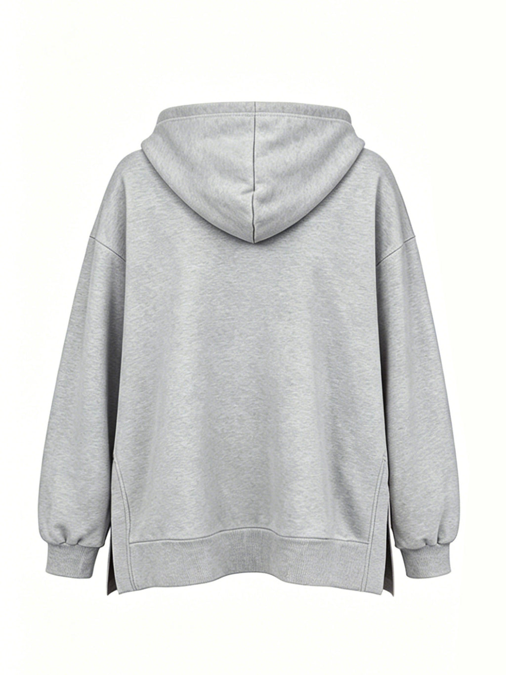 Women'S Fashion Hooded Sweatshirt for Autumn And Winter - Pattern Print Design, Side Slit Detail, Pullover Hoodie - Light Grey