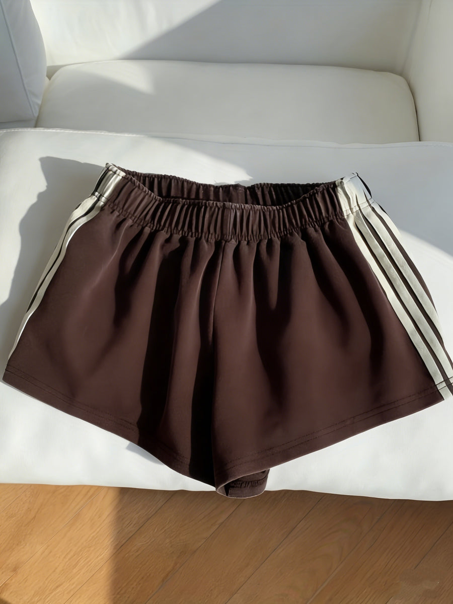 (ZD1019268) Ladies' Fashionable Casual Shorts - Coffee Color