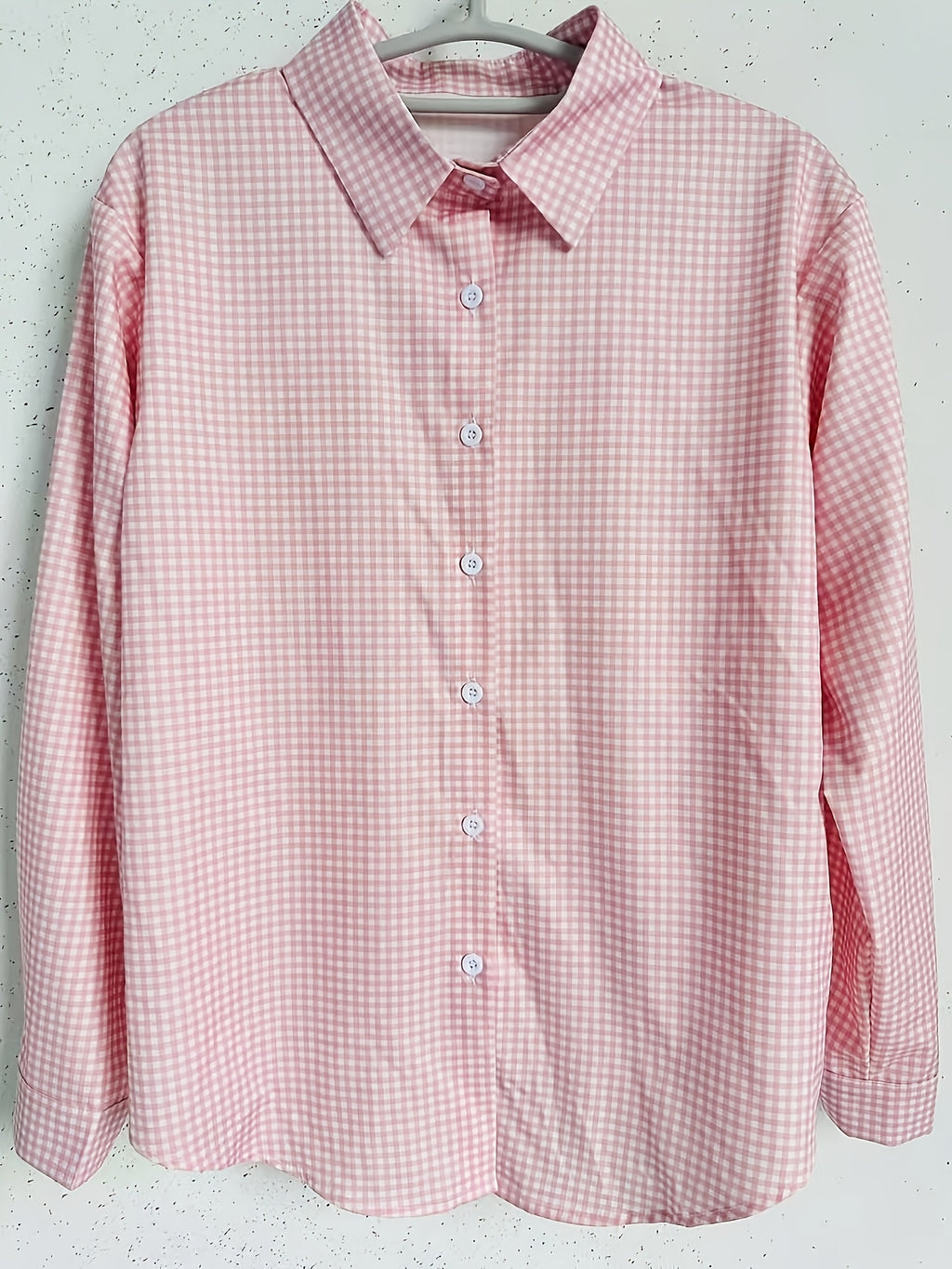 Elegant Special Edition Women'S Printed Shirt - Long Sleeve Button-Up, Classic Collar, Suitable for Office, Commute, Or Formal Events, Office Wear, Exquisite Casual - Pink