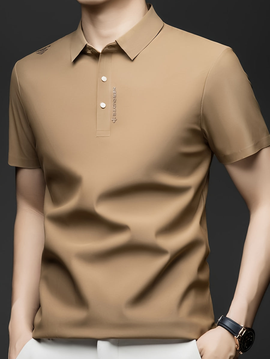 Men'S Summer Short Sleeve Polo Shirt, 3D Structured Collar, Durable And Non-Collapsing, Neckline And Shoulder Line Shaping, Moisture Wicking And Breathable, Non-Sweaty for Long Sitting - SINBOS - Coffee Color