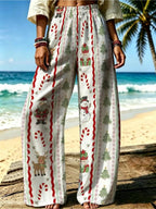 Women's Casual Wide-Leg Pants with Candy Cane Holiday All-Over Print, Suitable for Women Who Love Fun Styles, Ideal for Short Trips, Home Wear, and Various Other Occasions. [Print Design - No Texture] - Mixed colors