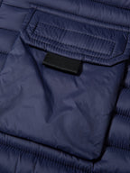 Men'S Horizontal Quilted Winter Jacket, Brown Corduroy Collar, 4-Pocket Utility Style with Ribbon Loops, Full-Zip Closure, Lightweight Warm Padded Coat, Suitable for Skiing, Riding, Hiking, Camping, Casual Commute And Business Attire - Blue