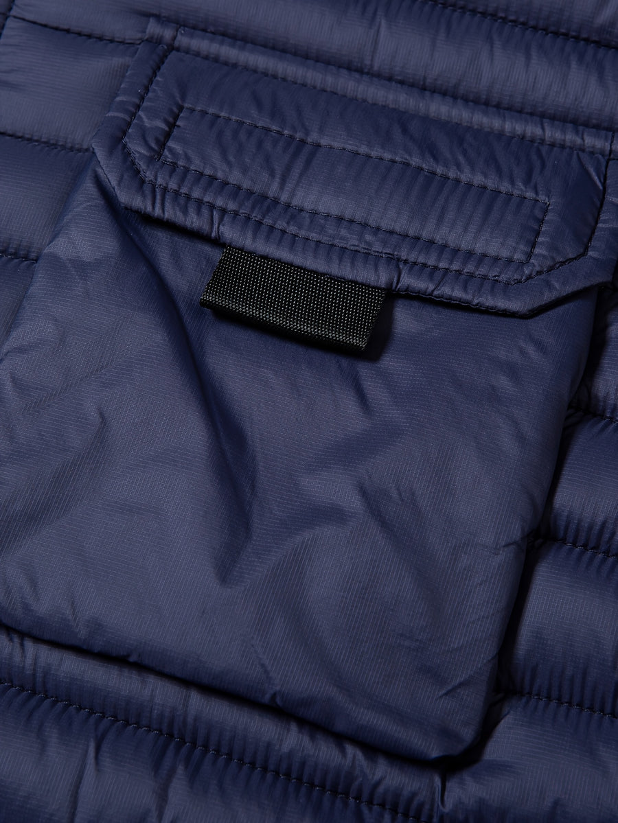 Men'S Horizontal Quilted Winter Jacket, Brown Corduroy Collar, 4-Pocket Utility Style with Ribbon Loops, Full-Zip Closure, Lightweight Warm Padded Coat, Suitable for Skiing, Riding, Hiking, Camping, Casual Commute And Business Attire - Blue