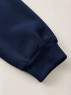 Men'S Hoodie, Casual Daily Wear, Signature Script Print, Pullover Sweatshirt, Streetwear Style, Autumn Winter Outdoor, Oversized Fit with Front Pocket - Navy Color