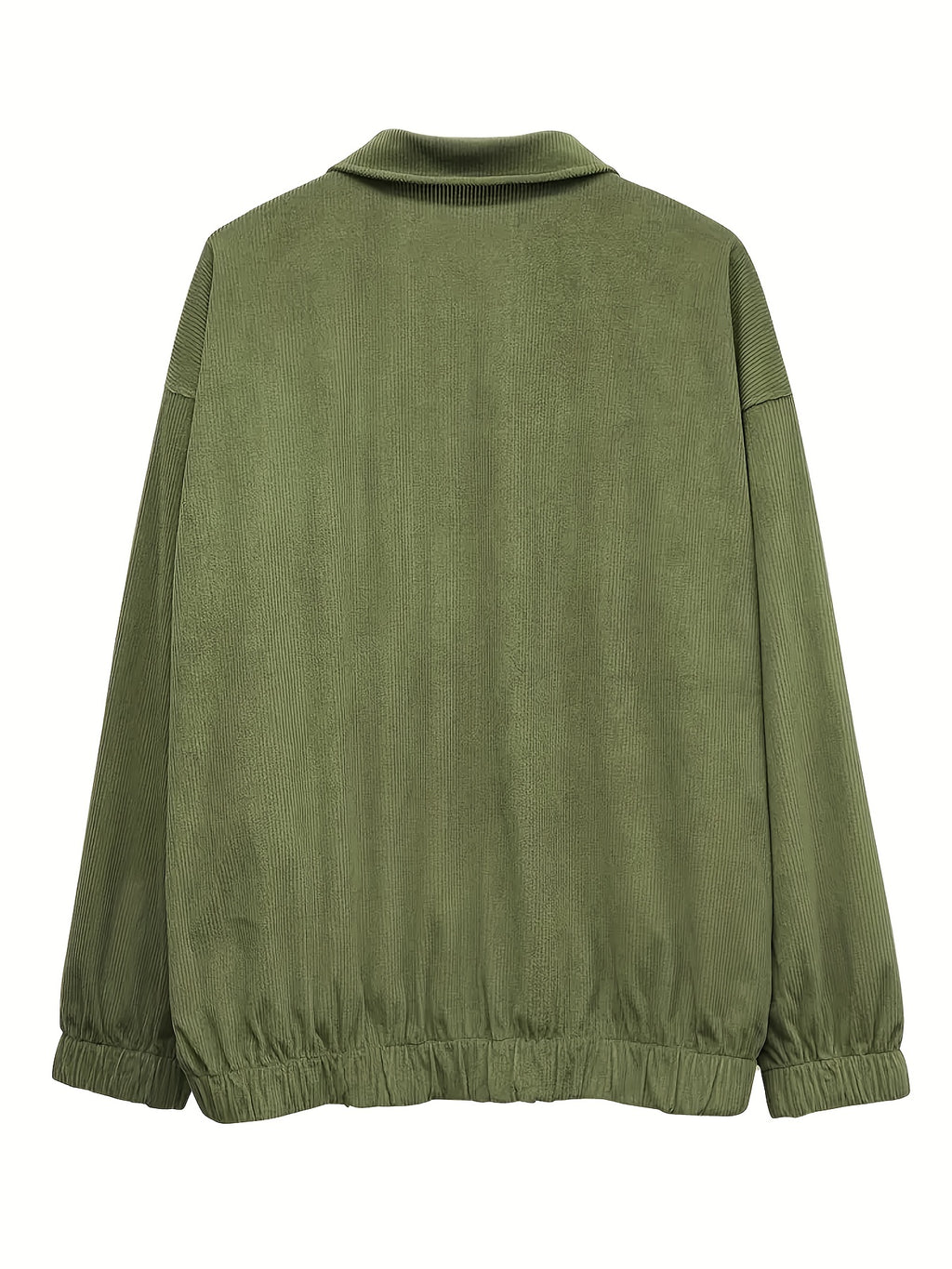 Men'S Solid Color Corduroy Jacket, Casual Versatile Stand-Up Collar Top, Autumn Winter New Fashion Men'S Clothing - Military Green