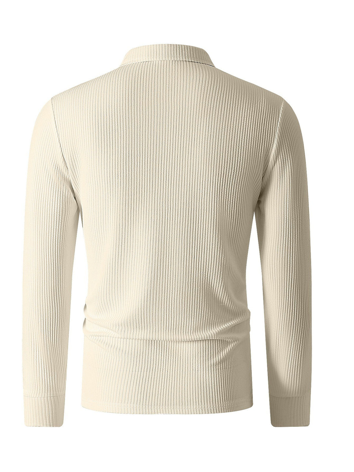 Men'S Print Autumn Striped Casual Sports Outdoor Comfortable Long-Sleeve Polo Shirt - Apricot