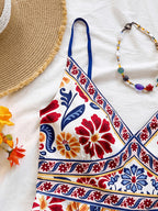 Women's Colorful Tropical Print Sleeveless Jumpsuit with One-shoulder Design and Metallic Embellishments, Suitable for Brunch, Summer, Mother's Day, Graduation Ceremonies, Church Events, Beach Outings, Music Festivals, Airport Travel, Afternoon Tea - Multicolor