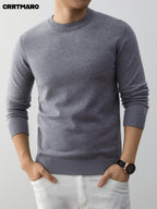 Men's Crew Neck Pullover Sweater, Warm Casual Layering Top for Fall and Winter - Grey