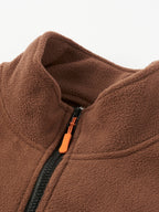 Men'S Autumn Winter Trendy Fleece Jacket, All-Match Style with Multiple Pockets, Casual Commute Top, New Men'S Techwear Stand-Collar Jacket with Full Zipper, Fashionable Print Top - Rust