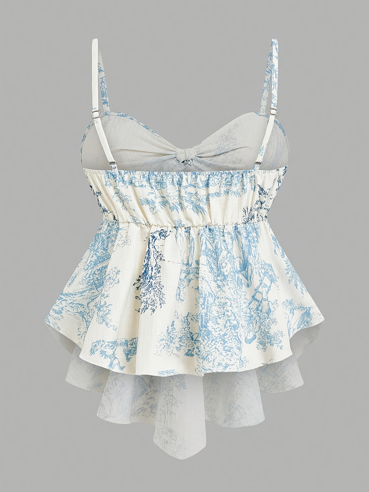 Elegant Women's Camisole Top with Striped Textured and Printed Fabric, Featuring a Bow Tie Collar, Front Tie Waist, Slim Fit, and Sleeveless Design. Suitable for Various Occasions Such as Casual Wear, Commuting, and Outings, It Showcases Multiple - Royal Blue