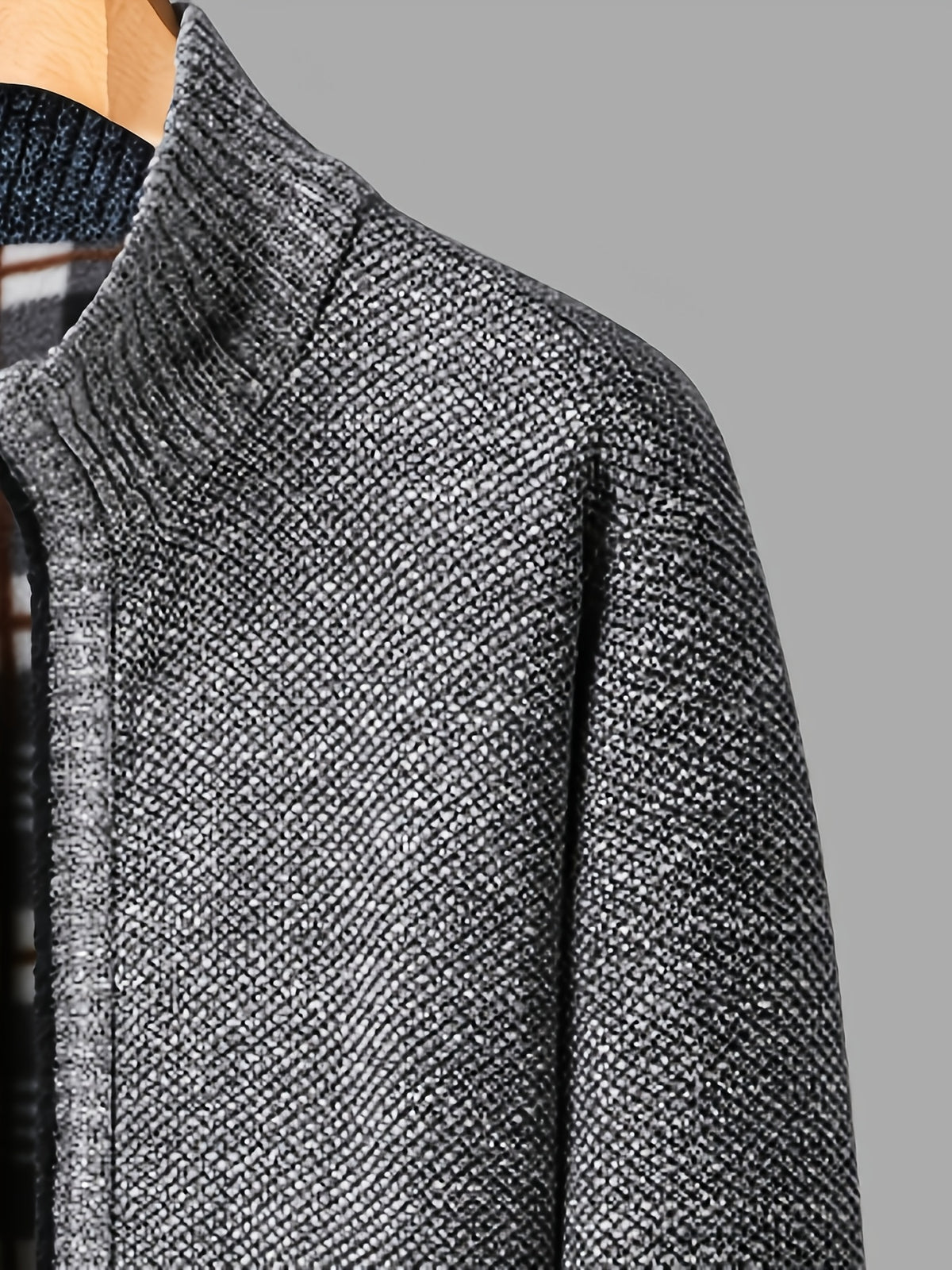 Easy And Casual Men'S Thick Knitted Cardigan, Autumn And Winter Stand Collar Zipper Top Classic Basic Style with Practical Double-Sided Pockets, Basic Style for Daily Wear of Young And Middle-Aged People - Light Grey