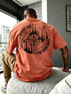 Men Heavyweight Short Sleeve T Shirt Washed Vintage Fashion Print Acid Wash Distressed Grunge Style Pure Breathable Fabric High Street Hip Hop Loose Fit Gym Fitness Workout Tops Casual Clothing 2026 - Orange