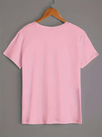 Women's Clothing and Summer Fashion Apparel, Available in Various Styles, Suitable for Outdoor Wear, Highly Breathable, with a Soft and Comfortable Feel. Short-sleeve T-shirts Printed Using Heat Transfer Technology, Sizes S to XXL - Pink