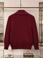 Women's Turn- Collar Cardigan Coat - Deep Red