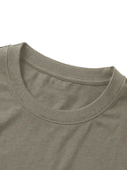 100% Cotton Men's T-Shirt, Spring Long Sleeve Thin Top, Trendy, Fashionable, Simple, Casual, Versatile, Suitable for Commuting and Daily Wear, Geometric Line Pattern, Stylish, Elegant, , and Fun - Khaki