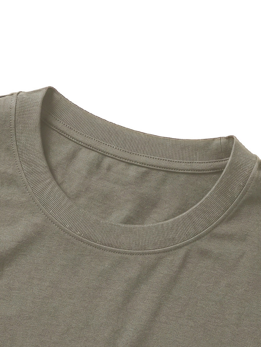 100% Cotton Men's T-Shirt, Spring Long Sleeve Thin Top, Trendy, Fashionable, Simple, Casual, Versatile, Suitable for Commuting and Daily Wear, Geometric Line Pattern, Stylish, Elegant, , and Fun - Khaki