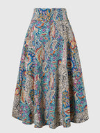 Women'S Bohemian Style Print Casual Easy Tie Bow Skirt - Multicolor