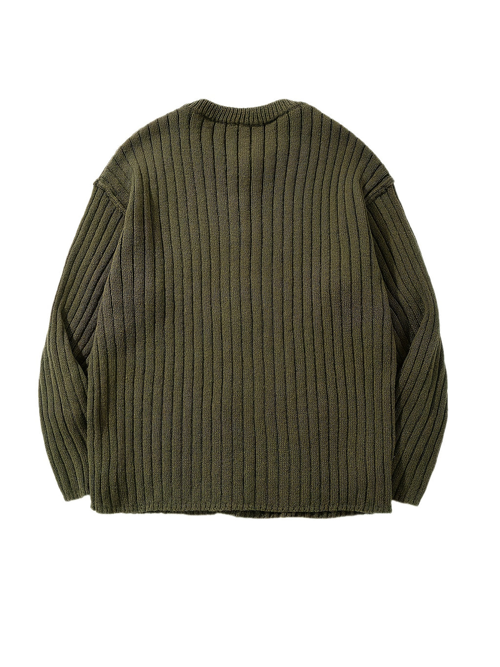 Autumn Winter Men'S American Retro Ribbed Long Sleeve Sweater Easy Lazy Style Button Casual Versatile Cardigan Jacket - Green