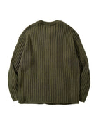 Autumn Winter Men'S American Retro Ribbed Long Sleeve Sweater Easy Lazy Style Button Casual Versatile Cardigan Jacket - Green