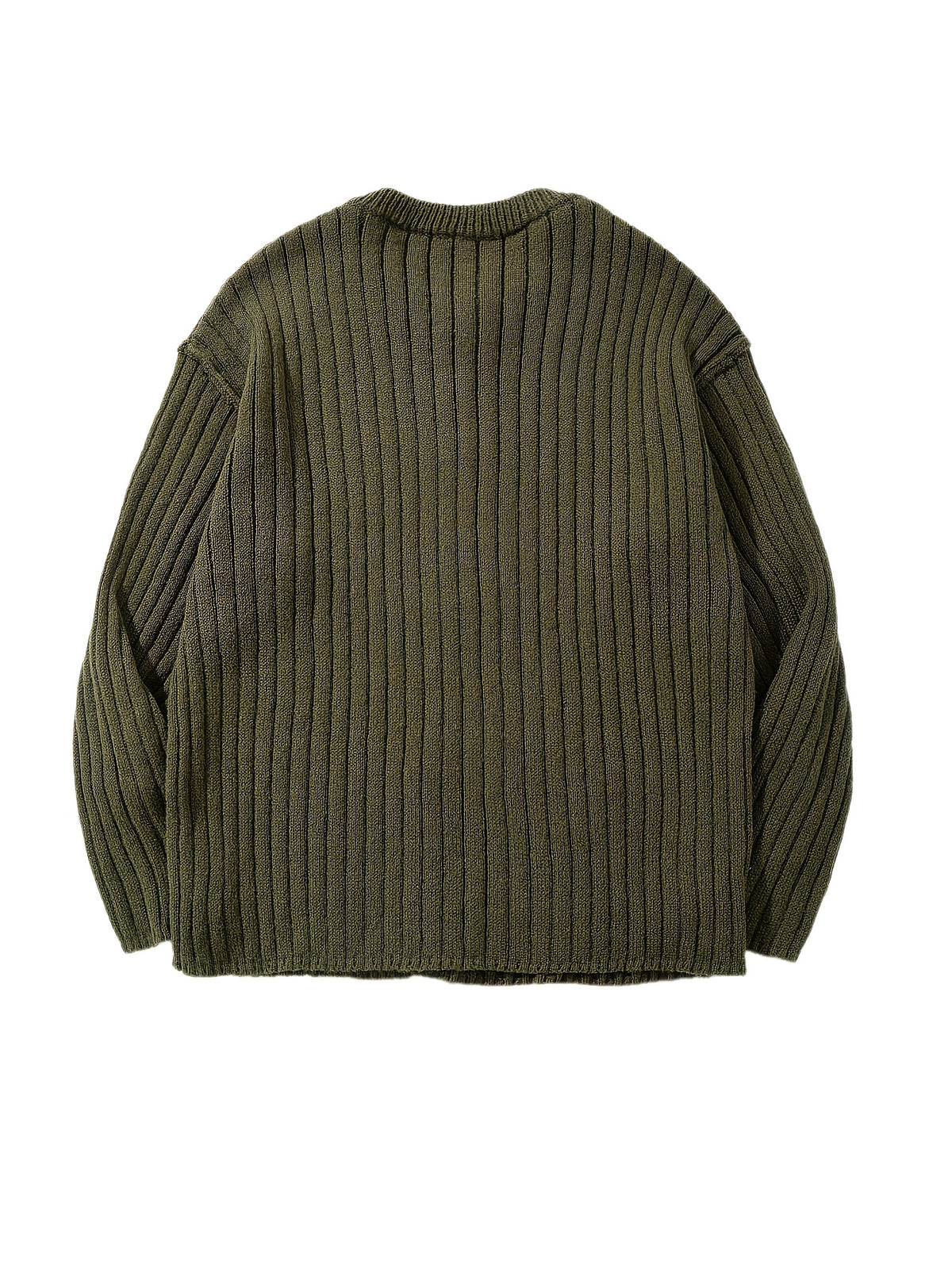 Autumn Winter Men'S American Retro Ribbed Long Sleeve Sweater Easy Lazy Style Button Casual Versatile Cardigan Jacket - Green
