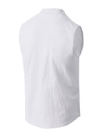 Men's Fashionable Casual Lightweight Breathable Sleeveless Henley Shirt - Summer Casual and Business Casual Vest - with Button- Collar - Suitable for Outdoor Activities, Beach, and Seaside - Regular Fit Men's Apparel Gift - White