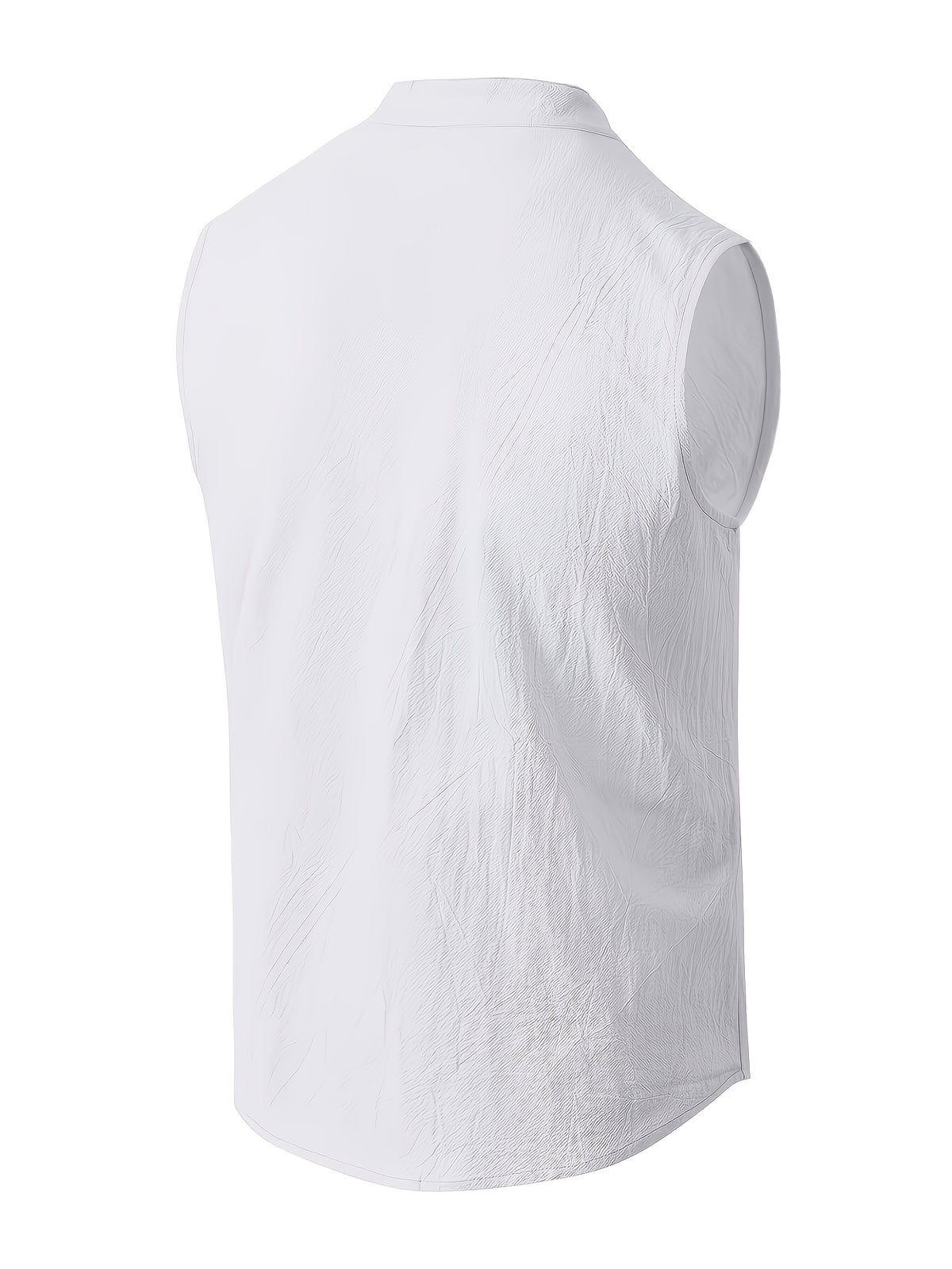 Men's Fashionable Casual Lightweight Breathable Sleeveless Henley Shirt - Summer Casual and Business Casual Vest - with Button- Collar - Suitable for Outdoor Activities, Beach, and Seaside - Regular Fit Men's Apparel Gift - White