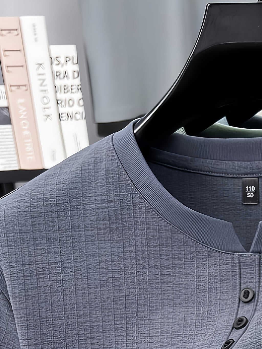 Men's Summer Short-Sleeve Crewneck T-Shirt - Breathable Business Casual Round Neck Base Layer Top, Solid Color Asymmetrical Hem Suitable for Daily Work Wear, Office & Casual Outfits, Machine Washable Light Luxury Style - Dark gray