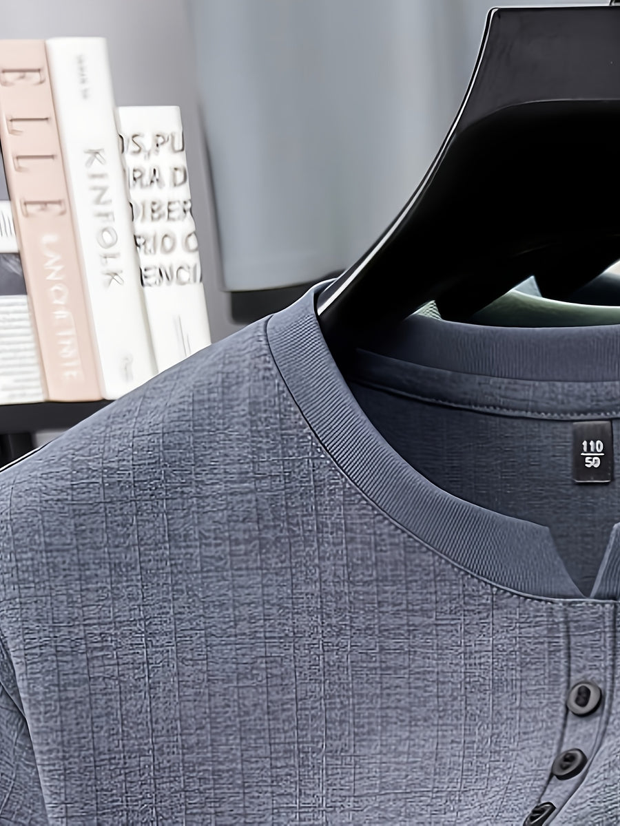 Men's Summer Short-Sleeve Crewneck T-Shirt - Breathable Business Casual Round Neck Base Layer Top, Solid Color Asymmetrical Hem Suitable for Daily Work Wear, Office & Casual Outfits, Machine Washable Light Luxury Style - Dark gray