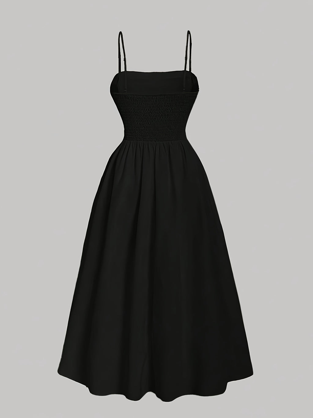 Elegant Smock Neck -Line Maxi Dress - Smock Detail & -Line Silhouette, -Length Maxi Dress for Weddings, Parties, Special Events - Machine Washable Elegant Gown () - Black