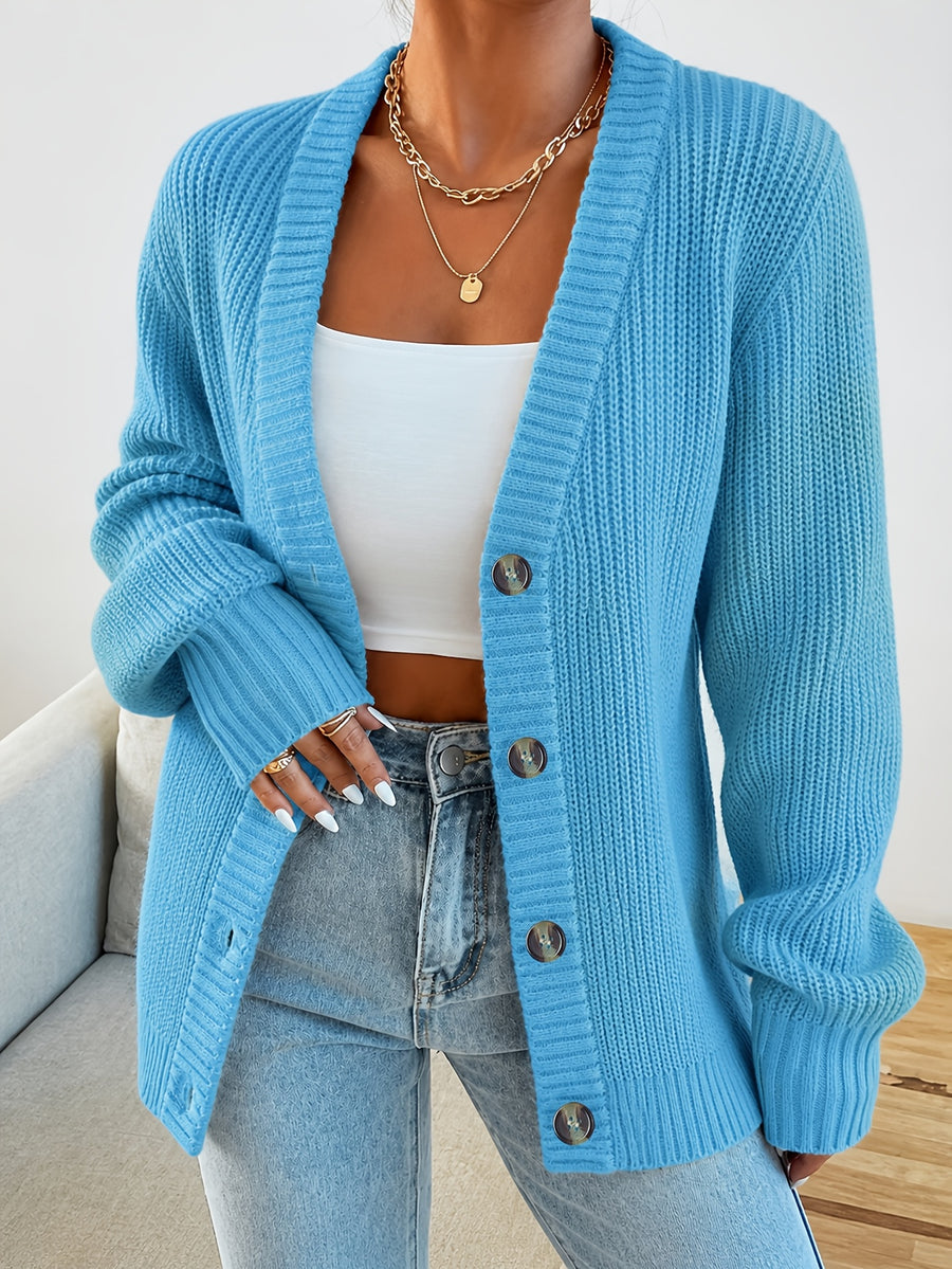New Arrival, Fashion Women'S Clothing, Spring Autumn Early Winter, Button-Poked Sweater Jacket - Blue