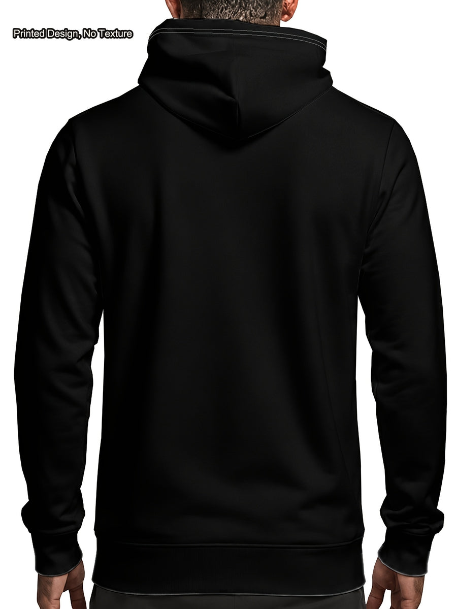 1 Men's Casual Printed Hoodie, Loose Fit with Drawstring and Pockets, Fashionable Drawstring Hoodie for Spring and Autumn - Mixed colors
