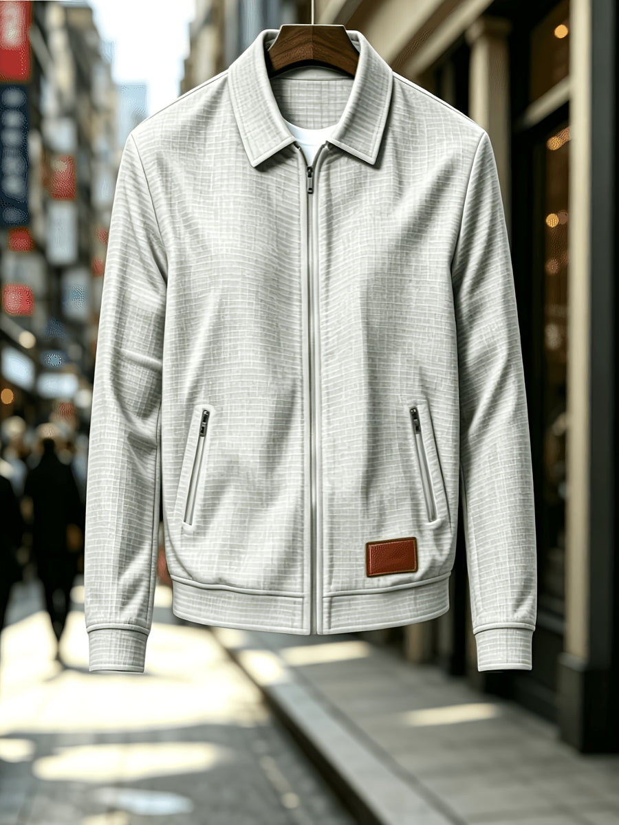 Men'S Fashion Waffle Collar Long Sleeve Open Front Cardigan Sweater Jacket - Grey