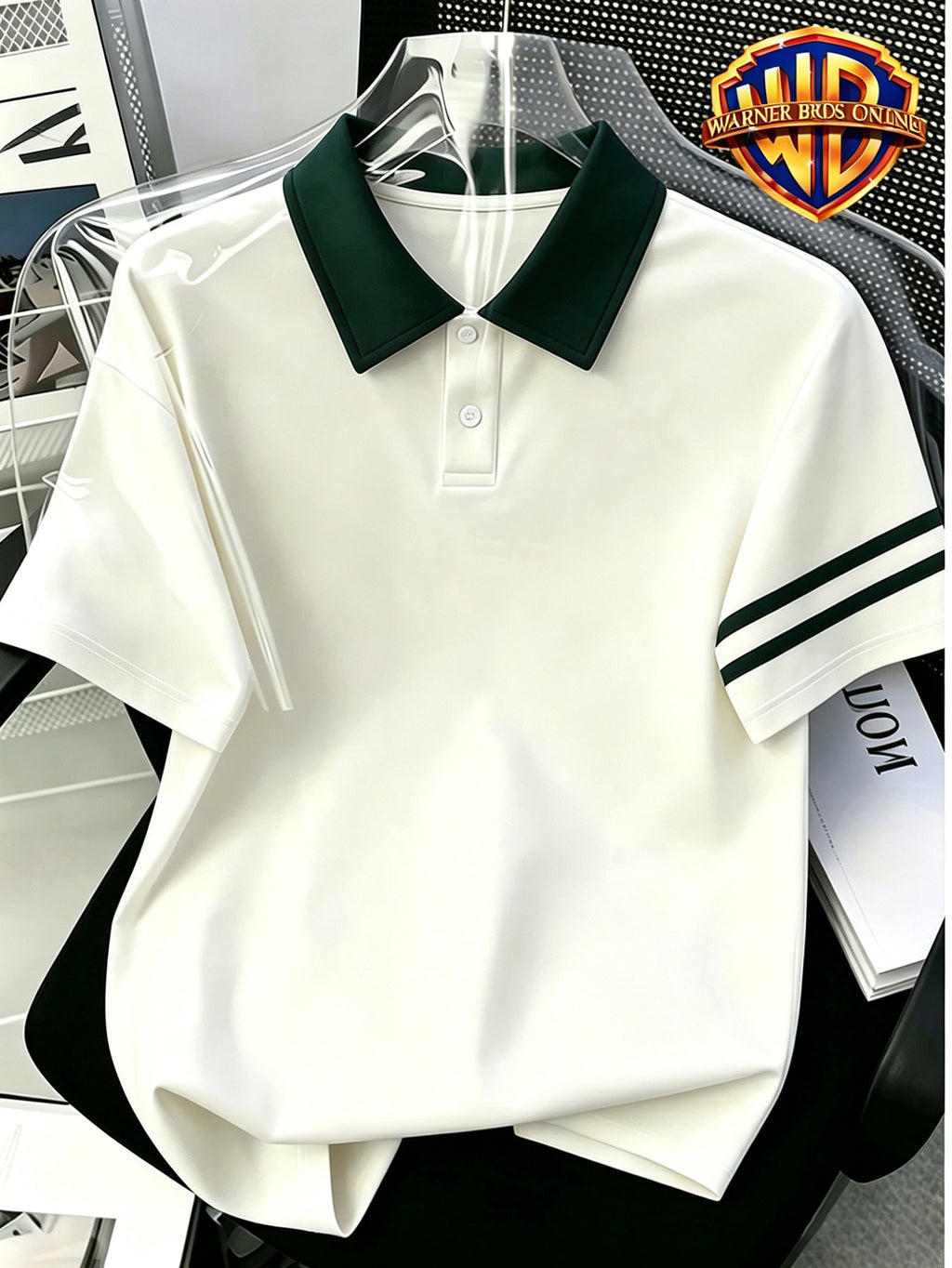 1pc, American Retro Easy Style Versatile Polo Shirt, Preppy Casual Couple Short Sleeve Top, Summer Daily Outing, Campus Wear, Student Couple Choice - Unisex - Green