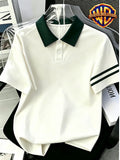 1pc, American Retro Easy Style Versatile Polo Shirt, Preppy Casual Couple Short Sleeve Top, Summer Daily Outing, Campus Wear, Student Couple Choice - Unisex - Green